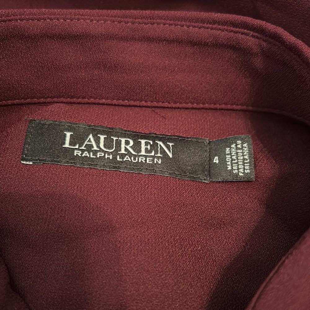 Lauren Ralph Lauren- Women’s Wine Tie-Front Dress - Size 4 - Picture 10 of 11